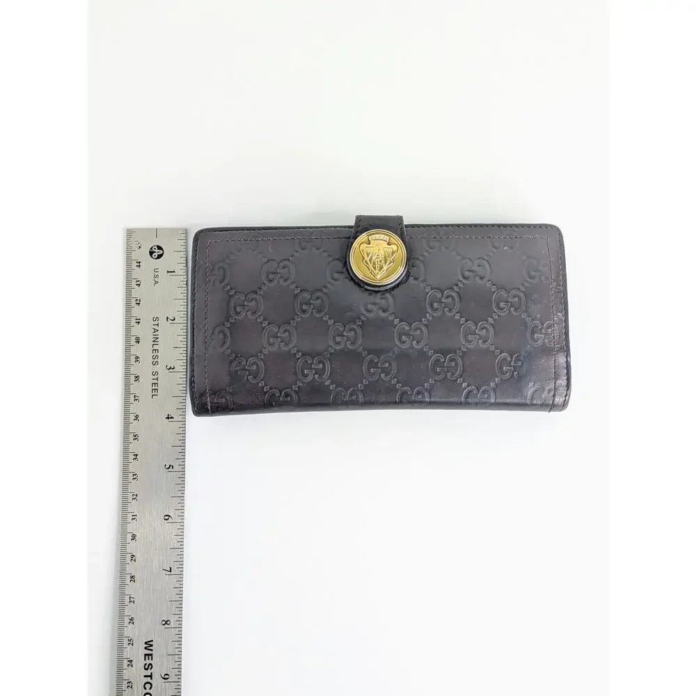 Gucci Guccissima Hysteria Continental Wallet Brown Leather GG Logo Bifold Snap